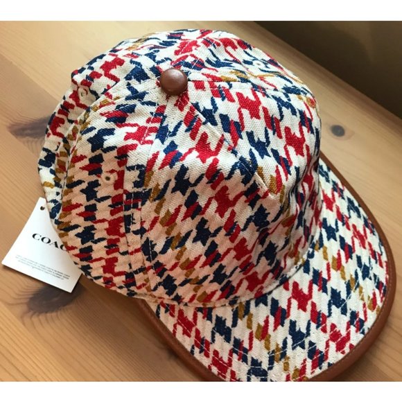Red Coach Cap Coach | Accessories | Coach Baseball Cap With Houndstooth Print | Poshmark
